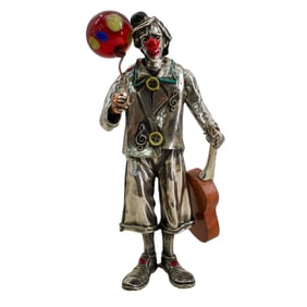 Vittorio Angini Silver & Murano Glass Clown Sculpture