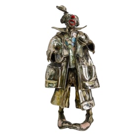 Vittorio Angini Silver & Enamel Clown Sculpture