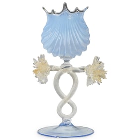 Vintage Venetian Gold Fleck Glass Compote