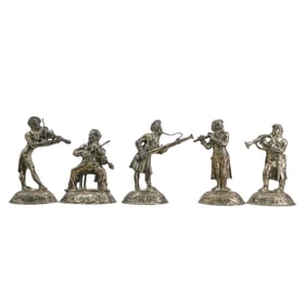 (5 Pc) Sterling Silver Georgian Musician Figurines