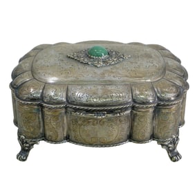 Antique Portuguese 833 Silver Repousse Vanity Box