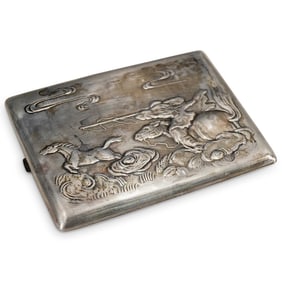 Antique Chinese Export Sterling Silver Cigarette Case