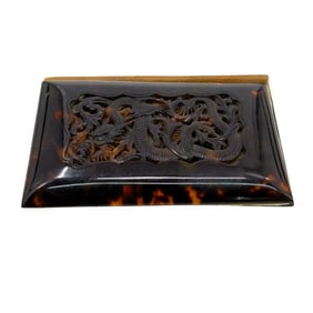 Chinoiserie Carved Tortoise Shell Card Case
