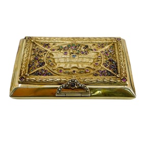 Art Deco Gold over Silver Floral Case