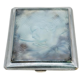 Art Nouveau Silver & Glass Compact