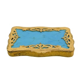 Art Nouveau Gilt Bronze & Turquoise Compact