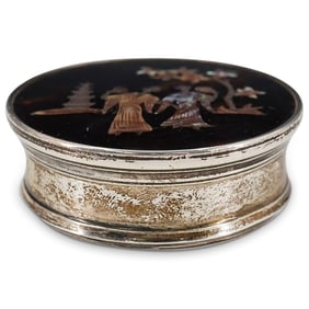 Victorian Tortoise Hued MOP Inlaid Compact Case