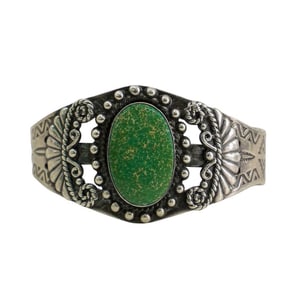 Navajo Sterling Silver & Green Turquoise Bracelet