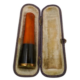 Amber & 14k Gold Cigar Holder