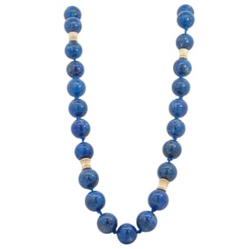 Lapis & 14k Gold Beaded Necklace