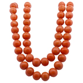 Double Strand Coral Beaded Necklace