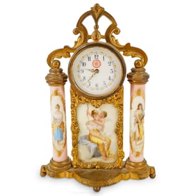 Antique French Enameled Desk Clock