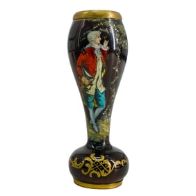 Signed Miniature French Enamel Portrait Vase
