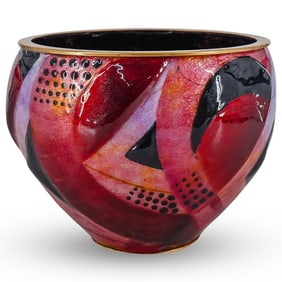 Jules Sarlandie (1874-1936) Art Deco Limoges Enameled Vase