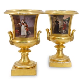 Pair of 19th C. French Paris Porcelain Urns
