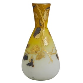 Antique English Thomas Webb Opaline Art Glass Vase