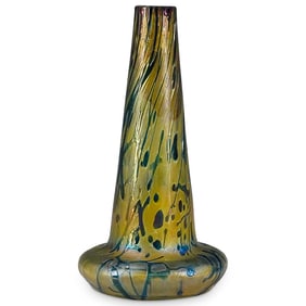 Vintage Yellow Iridescent Art Glass Bud Vase