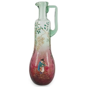 Antique Roessler Bohemian Enameled Glass Ewer