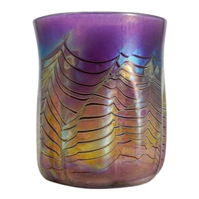 Signed Iridescent Art Glass Vase