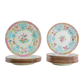(12 Pc) Minton Famille Rose Porcelain Plates