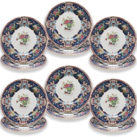 (12Pc) Crown Staffordshire Porcelain Entree Service