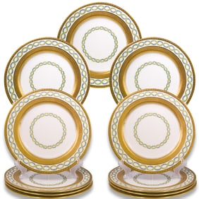 (11 Pc) Antique English Coalport 6068 Patterned Porcelain Plate Set