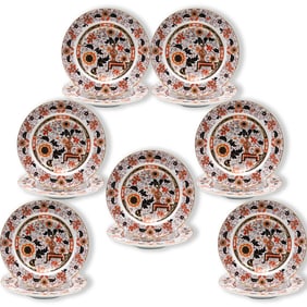 (14 Pc) Antique English Ashworth Bro. Ironstone Porcelain Soup Plates Set