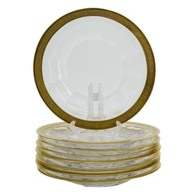 (8 Pc) Moser Glass & Gilt Dessert Plates