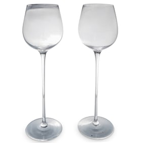 Pair Of Large Moser Glass Wine Cups In Boxes