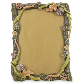 Jay Strongwater Acorn & Floral Enameled Frame