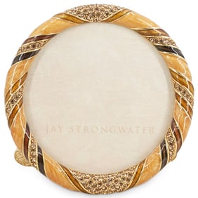 Jay Strongwater Round Enamel & Crystal Inset Frame