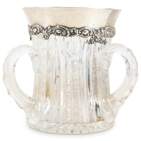 Antique Sterling Silver & Glass Loving Cup