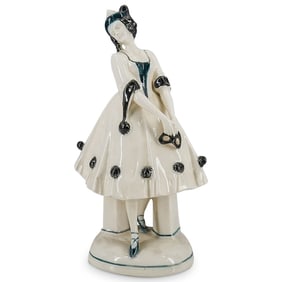 Art Deco Pierrot Girl Porcelain Figurine