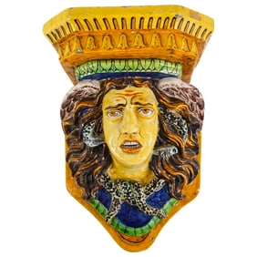 Vintage Majolica Medusa Wall Bracket
