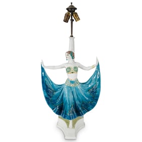 Antique Austrian Goldscheider Porcelain Figural Lamp