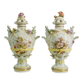 Pair KPM Porcelain Flower Urns