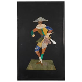 Italian Pietra Dura 'Stenterello' Wall Plaque