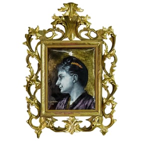 French Enamel Hand Painted Lady's Portrait