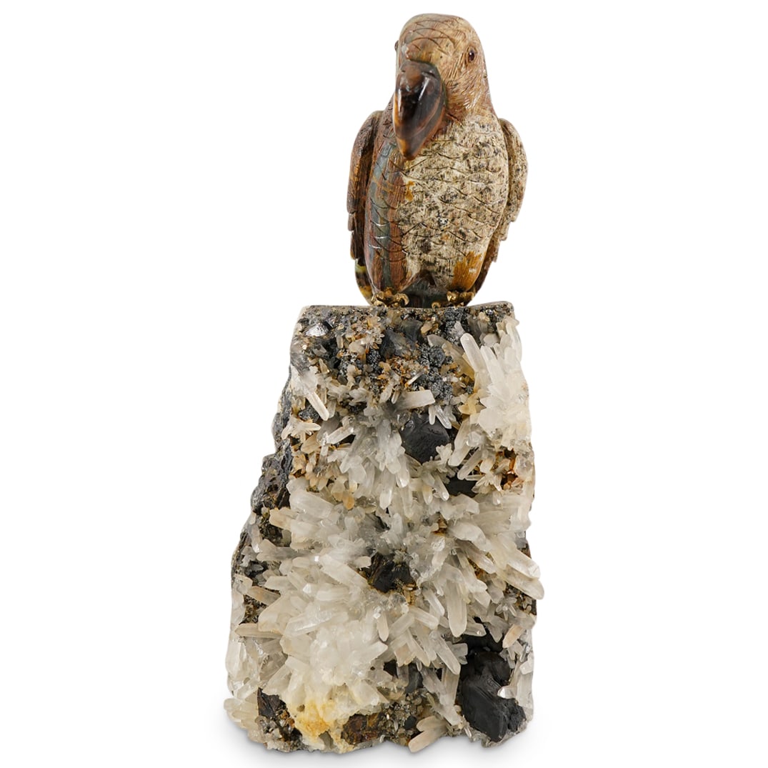 Semi Precious Stone Carved Bird Figure On Crystal Quartz (1 of 8)