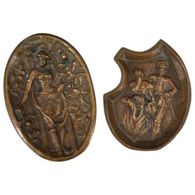 (2 Pc) Bronze & Brass Erotic Ashtrays