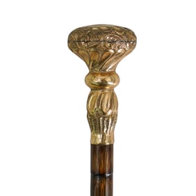 Victorian Gilt & Bamboo Cane Handle