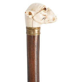 Figural Bone Carved Walking Stick
