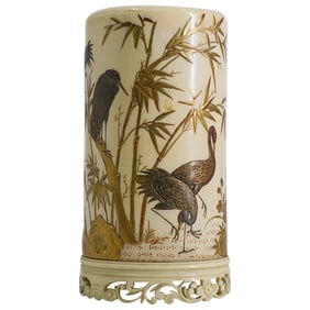 Chinese Miniature Carved Bone Brush Holder