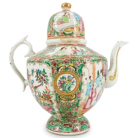 Antique Chinese Rose Medallion Teapot