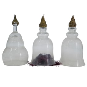 (3 Pc) Venetian Murano Hanging Silk & Glass Votives