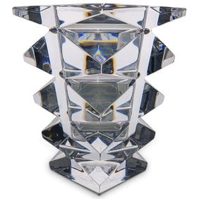 Baccarat Crystal Square Angular Tiered Vase