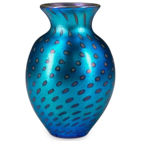 Lundberg Studios Cobalt Iridescent Vase