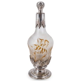 Art Nouveau Daum Nancy Glass And Saglier Freres Silver Perfume Bottle
