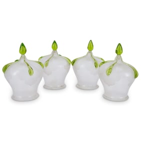 (4 Pc) Art Nouveau Loetz Art Glass Shades Set