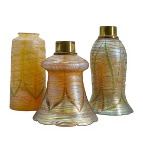 (3 Pc) Iridescent Art Glass Lamp Shades